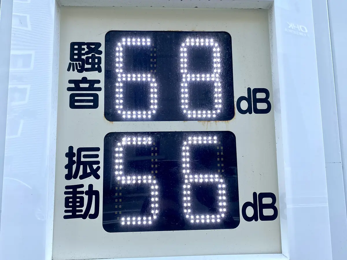 騒音と振動の数値を表示する計測器